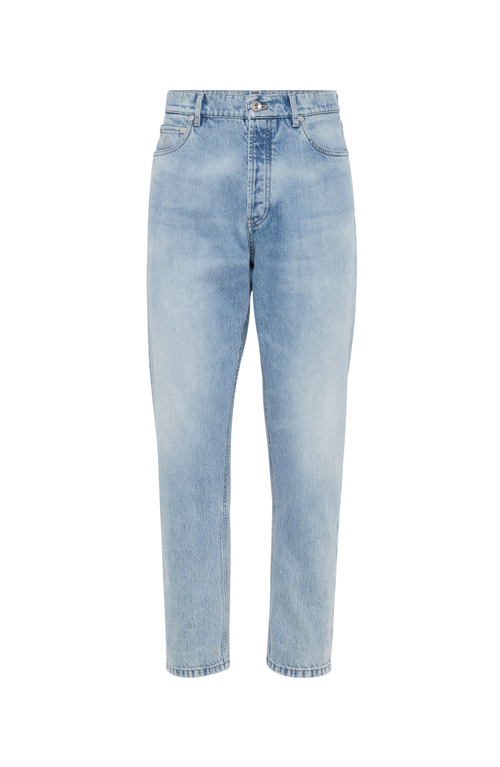 Shop Brunello Cucinelli Iconic Fit Five-pocket Trousers In Light Blue Denim