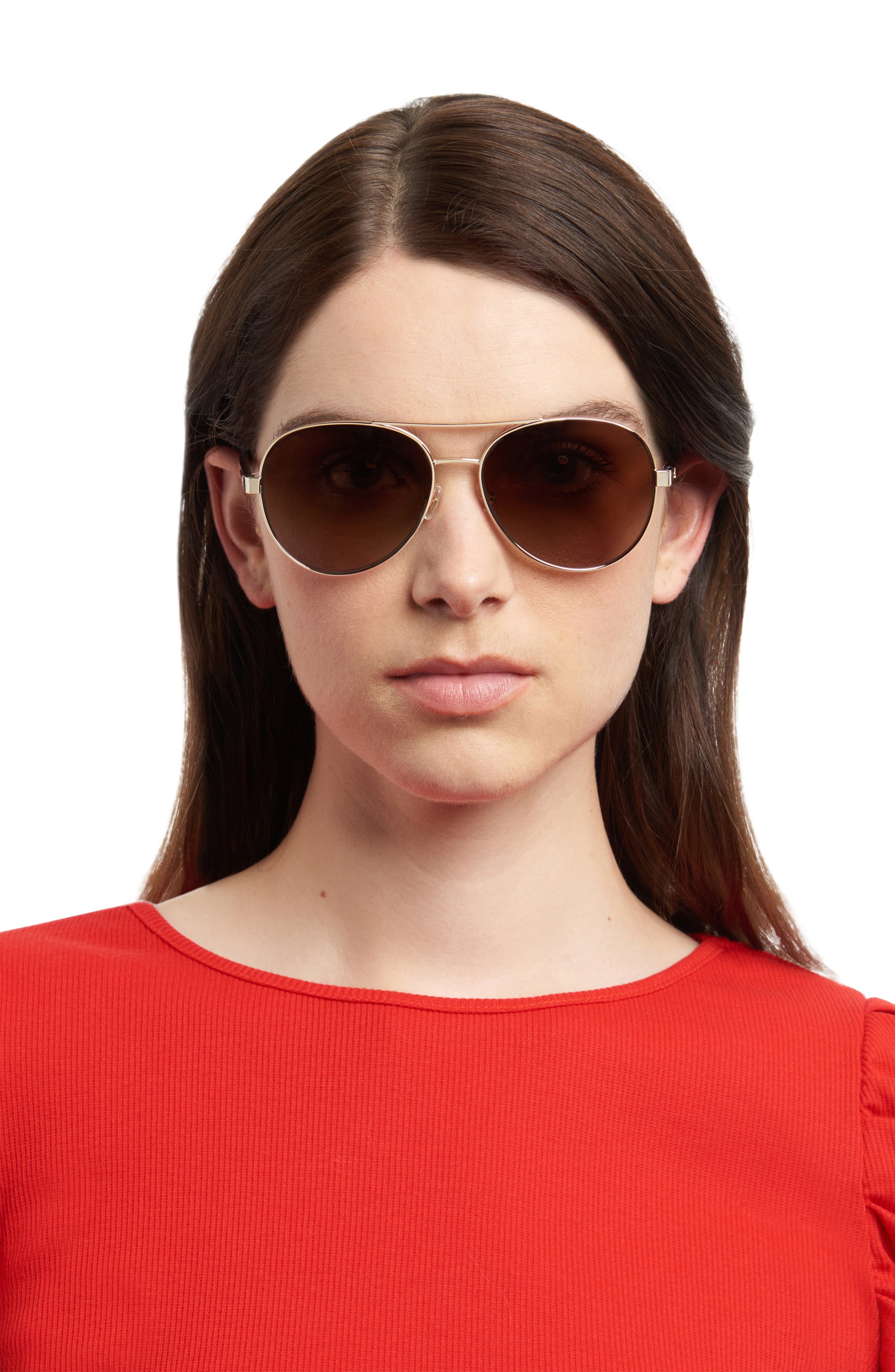 Kate Spade Raglan Polarized Women's Red Gold-Tone Aviator