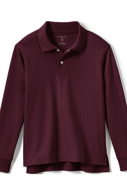 Lands' End School Uniform Kids Long Sleeve Interlock Polo Shirt In Burgundy