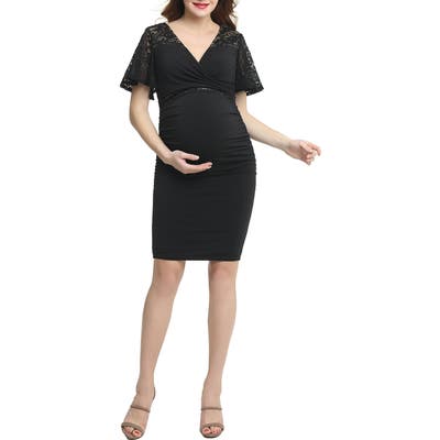 Kimi And Kai Kennedy Lace Accent Maternity Dress, Black
