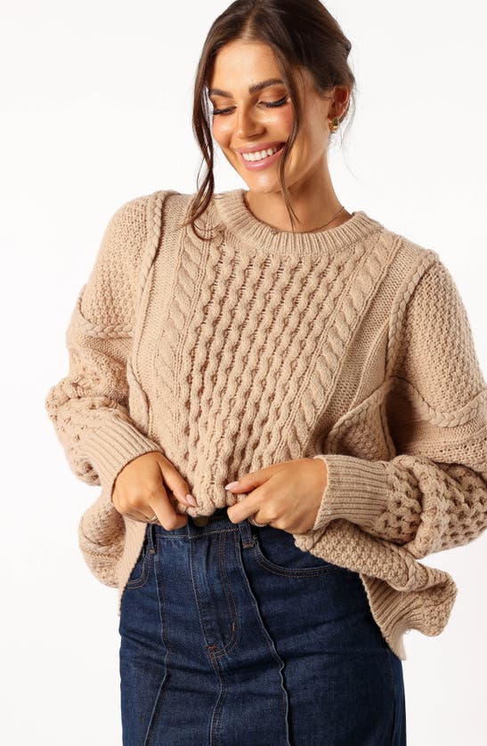 Shop Petal And Pup Petal & Pup Bentley Mixed Stitch Oversize Sweater In Oatmeal