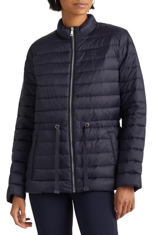 Lauren Ralph Drawstring Waist 650 Fill Power Down Jacket Dk Navy at Nordstrom,