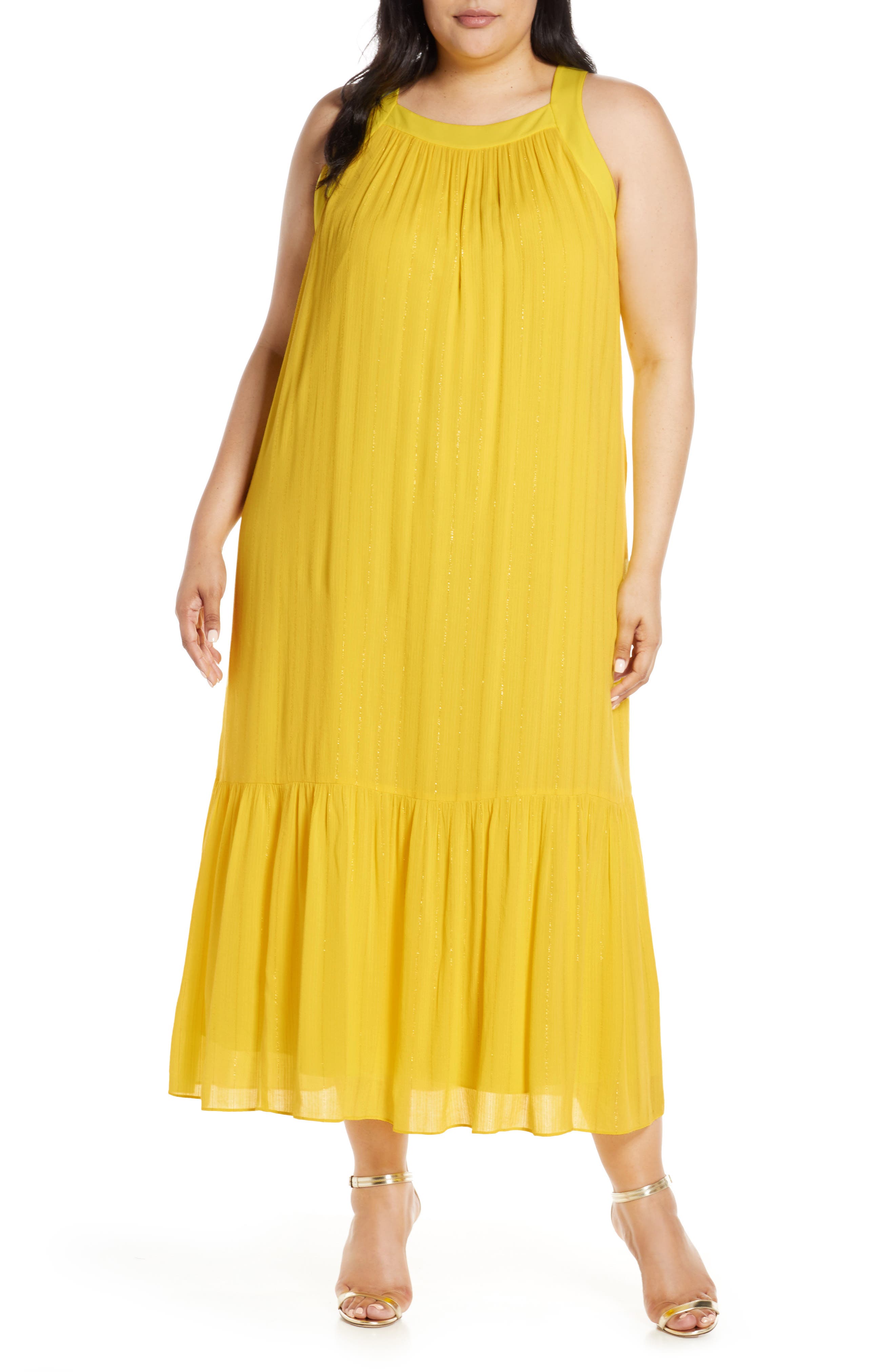 Plus Size Rachel Rachel Roy Leo Flounce Dress, Yellow