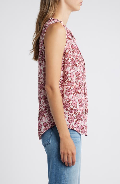 Shop Bobeau Sleeveless Ruffle Neck Top In Rose Boho Paisley