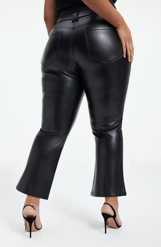 Shop Good American Good Legs Crop Faux Leather Mini Bootcut Pants In Black001