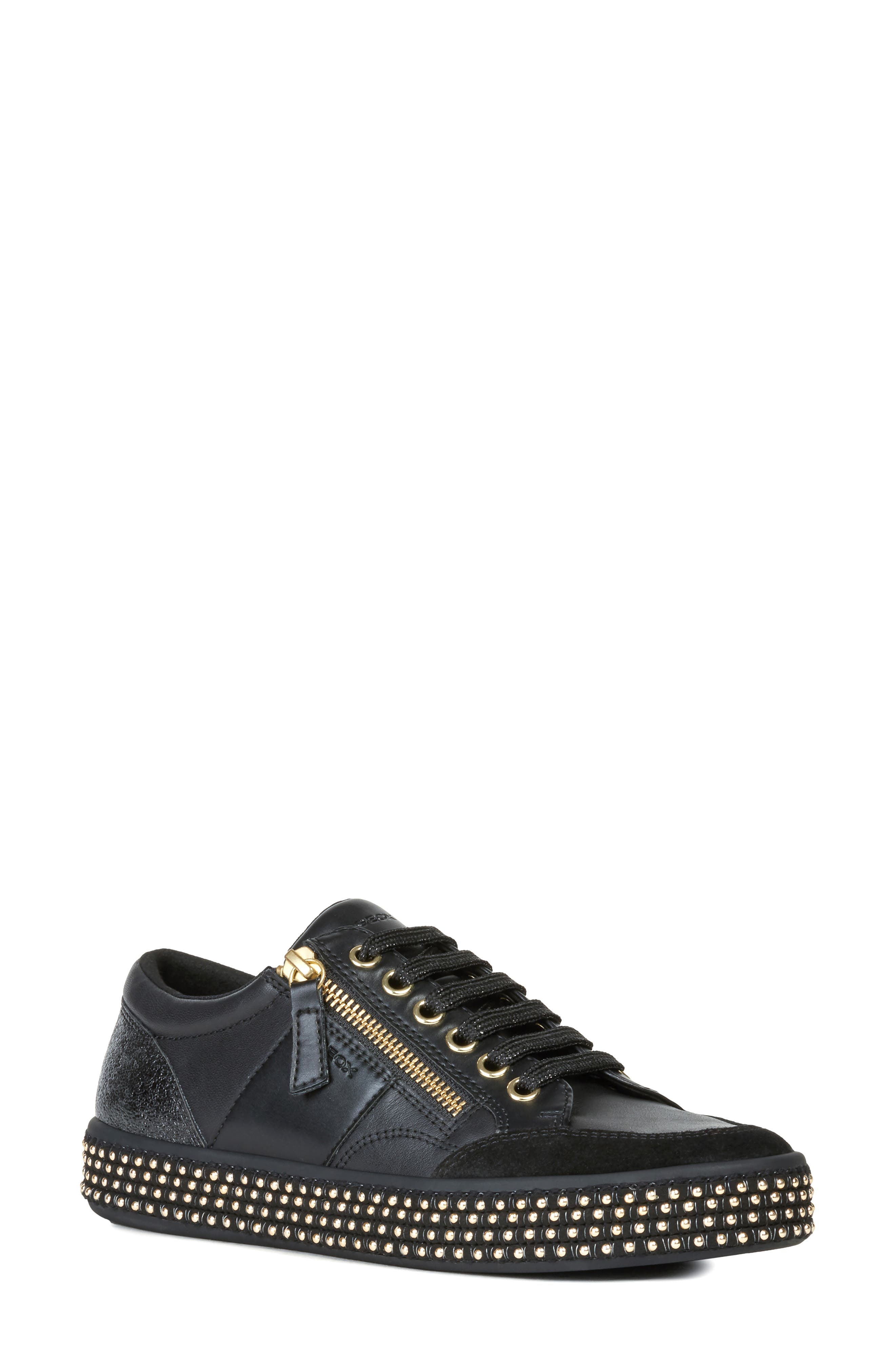 Geox Leelu Studded Sneaker, Black