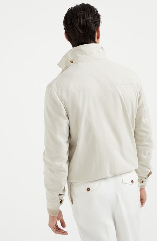 Shop Brunello Cucinelli Techno Cotton Bomber Jacket In Chalk