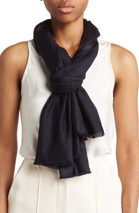 Black pure silk foulard with gray print - Silky Stripes, Neckwarmer