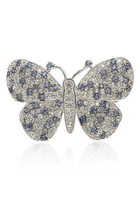 Sterling Silver Pave CZ Butterfly Pin