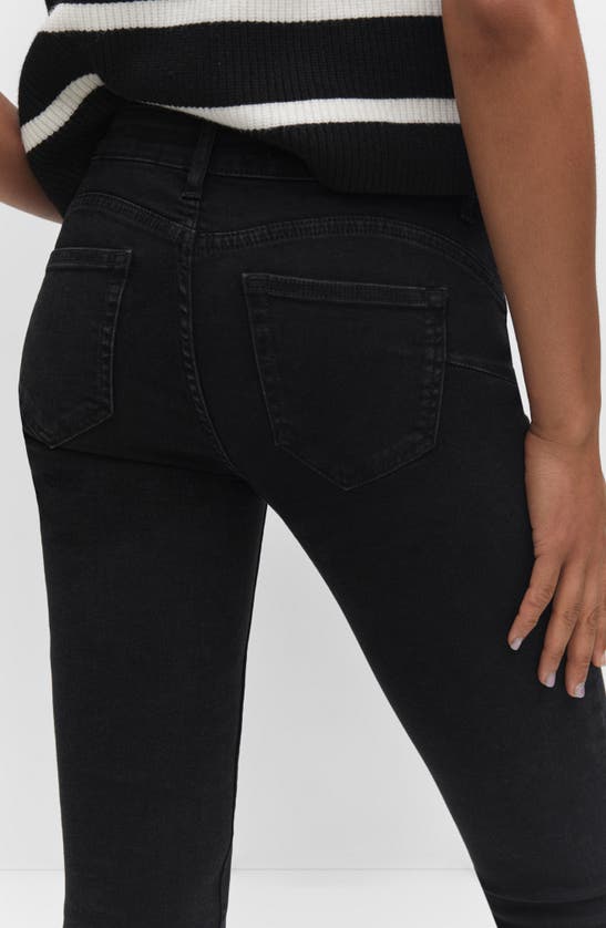 Shop Mango Low Rise Skinny Push-up Jeans In Black Denim