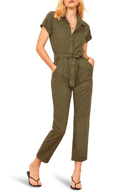 Reformation Kenny Boiler Jumpsuit In Army