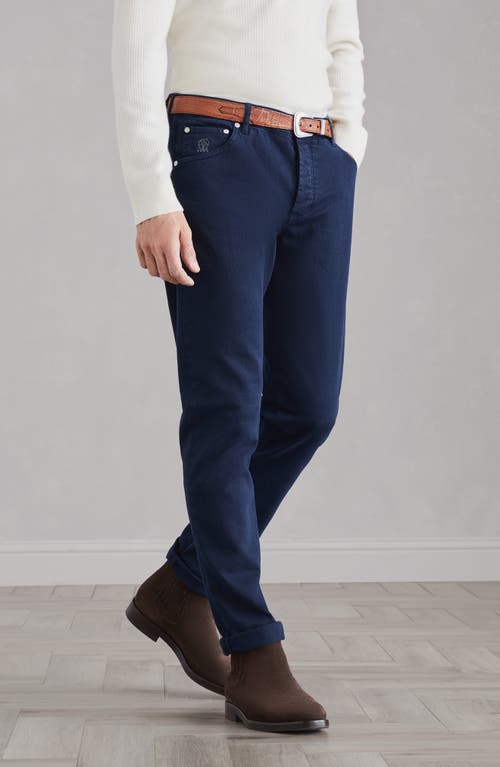 Shop Brunello Cucinelli Garment-dyed Trousers In Night