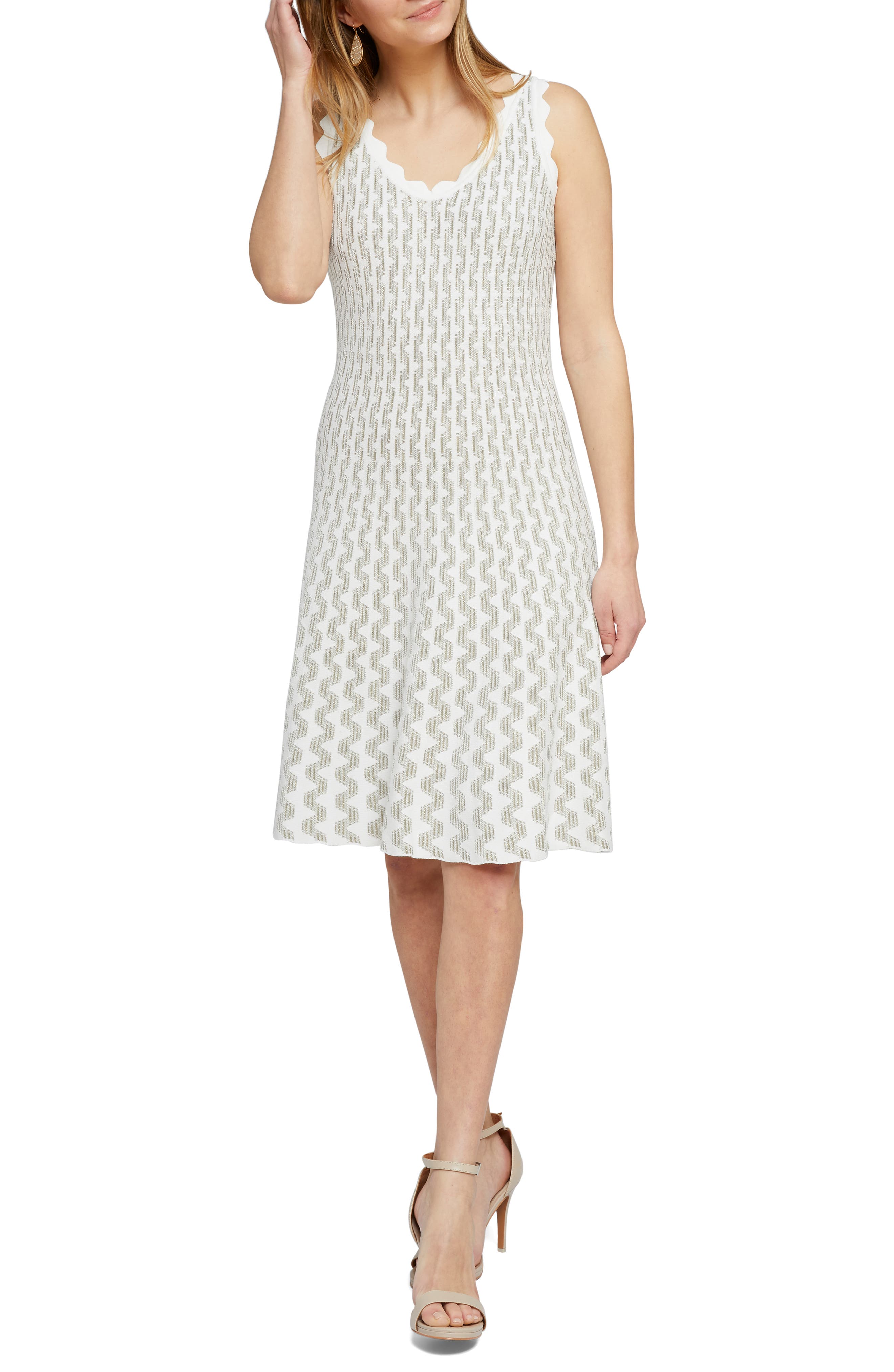 Petite Nic+Zoe Spring Fling Twirl Sweater Dress, White