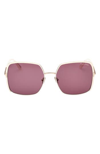 Tom Ford Raphaela Mixed-media Butterfly Sunglasses In Shiny Rose Gold/violet