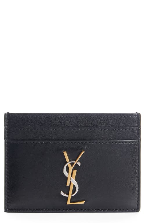 Saint Laurent Monogram Leather Card Case In Black