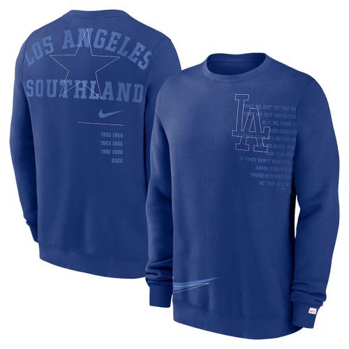 Men's Nike Royal Los Angeles Dodgers Statement Ball Game Fleece Pullover Sweatshirt