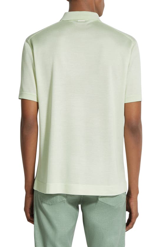 Shop Zegna Honeycomb Short Sleeve Silk Polo In Linfa