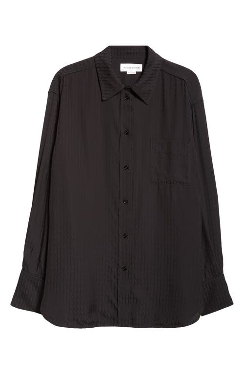 Shop Victoria Beckham Textured Stripe Pajama Shirt In Black