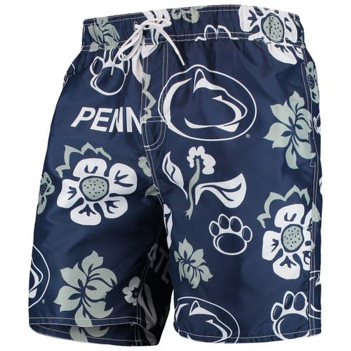 Men's Wes & Willy Navy Penn State Nittany Lions Floral Volley Swim Trunks