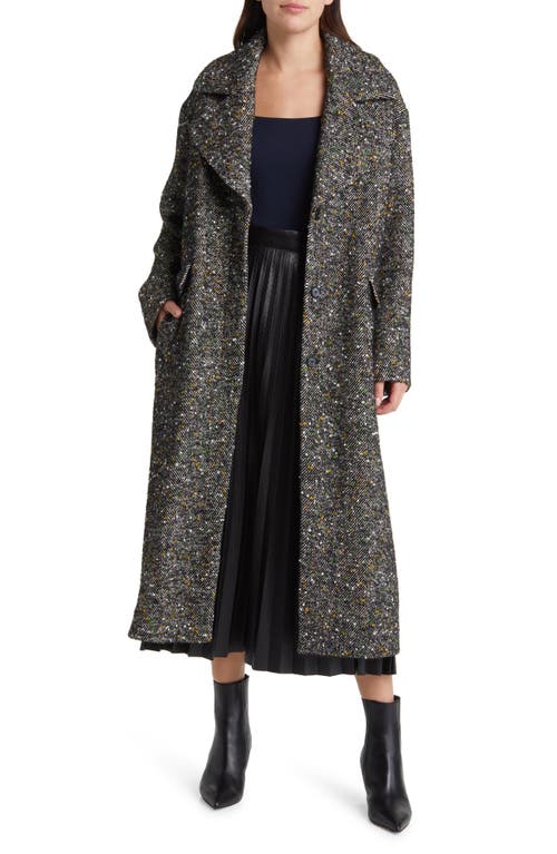 BOSS Clifi Herringbone Longline Coat in Monochrome Slub Fantasy at Nordstrom, Size 14