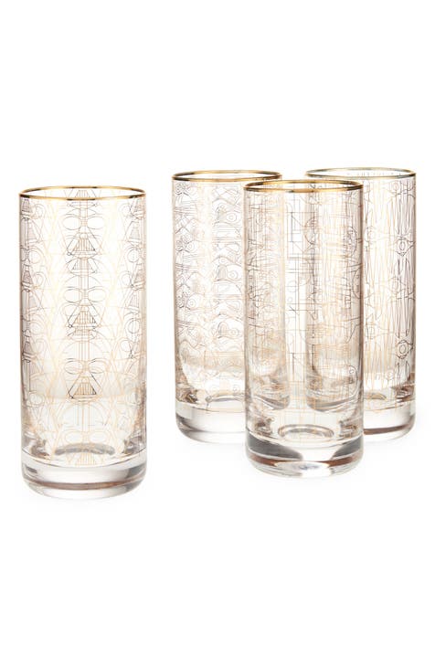 Jolie Fleur Water Glass, Set of 2: Women's Designer Tabletop & Drinkware