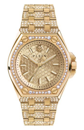 Philipp Plein Plein Extreme Crystal Watch Woman Wrist Watch Gold Size - Stainless Steel In Yellow Gold