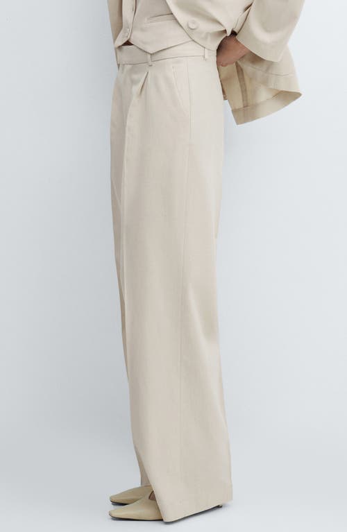 Mango Pleat Front Wide Leg Suit Pants In Light Pastel Grey