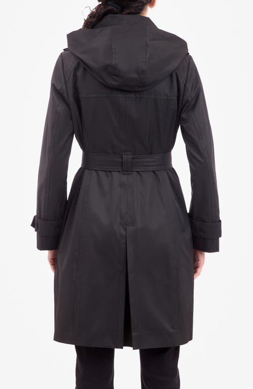 London Fog Cotton Blend Trench Coat In Black