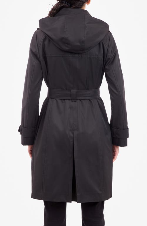 Shop London Fog Cotton Blend Trench Coat In Black