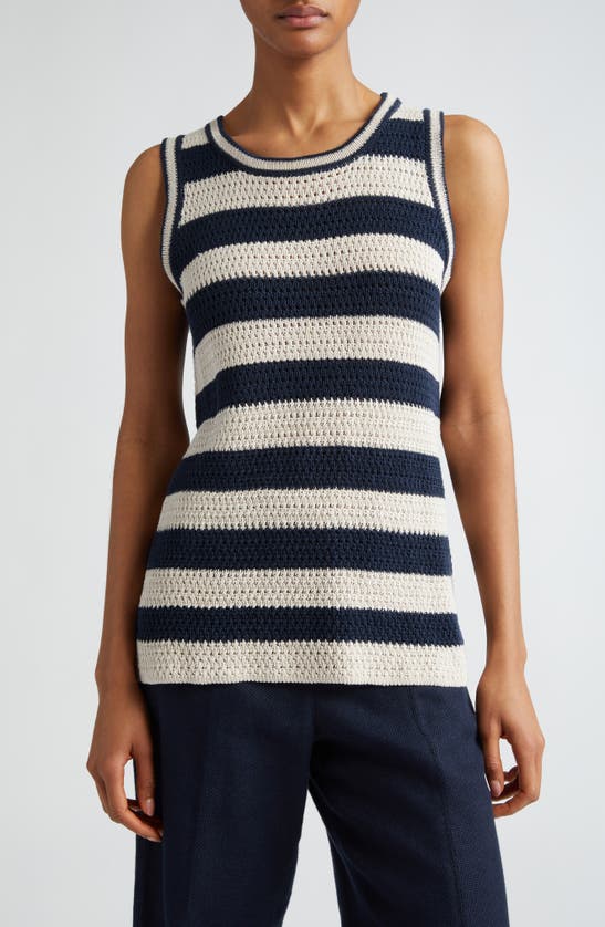 Shop Max Mara Avio Stripe Sleeveless Sweater In Powder