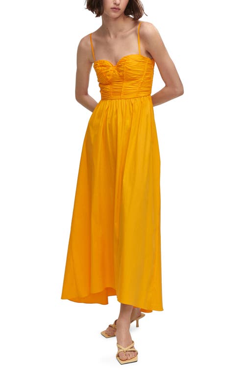 MANGO Ruched Corset Maxi Dress with Removable Straps Orange at Nordstrom,