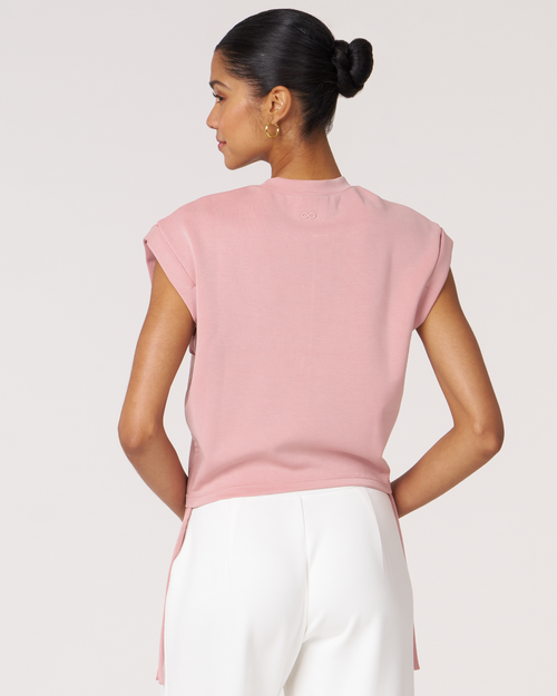 Rebody Active Nadine Scuba Shirring Top In Pink