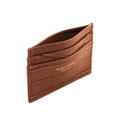 Shop Teddy Blake Cardholder Croco In Camel Brown