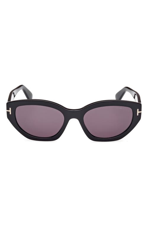 TOM FORD Penny 55mm Geometric Sunglasses in Shiny Black /Smoke at Nordstrom