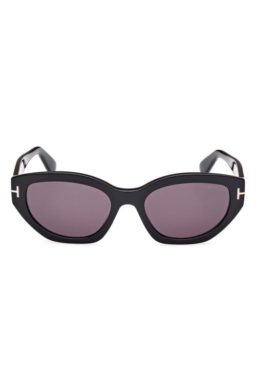 Tom Ford Penny 55mm Geometric Sunglasses In Shiny Black/smoke