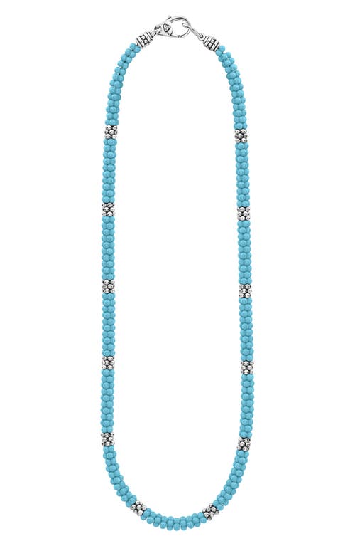 Shop Lagos Blue Caviar Beaded Necklace In Silver/blue