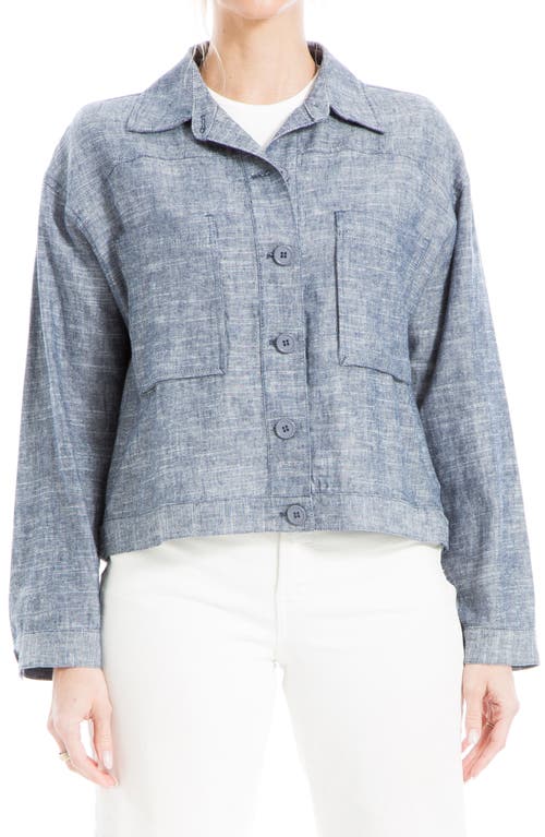 Max Studio Crop Linen Blend Jacket In Naxy-xdye