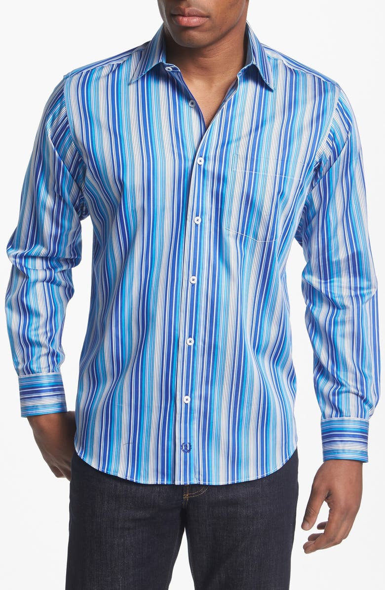 Bugatchi Striped Classic Fit Cotton Sport Shirt | Nordstrom