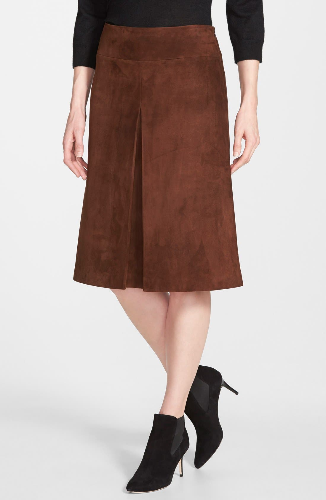 Nordstrom Collection Pleat Front Suede Skirt Nordstrom