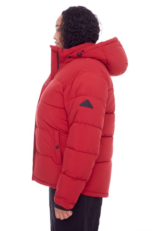 Alpine North Forillon Plus Women's Vegan Down (recycled) Short Quilted Puffer Jacket (plus Size) In Deep Red