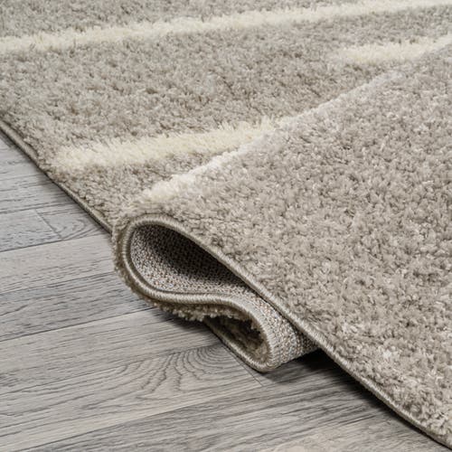 Jonathan Y Alaro Berber Stripe Shag Area Rug In Gray/ivory