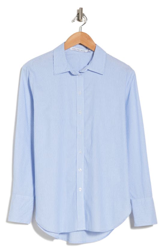 Shop Calvin Klein Jeans Est.1978 Calvin Klein Jeans Classic Cotton Poplin Dress Shirt In Blue Combo