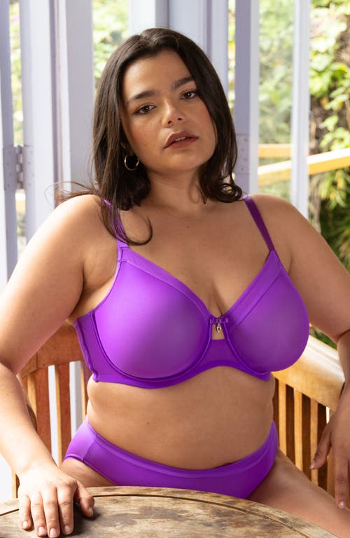 Shop Curvy Couture Full Figure Mesh Underwire Bra In Purple Passion