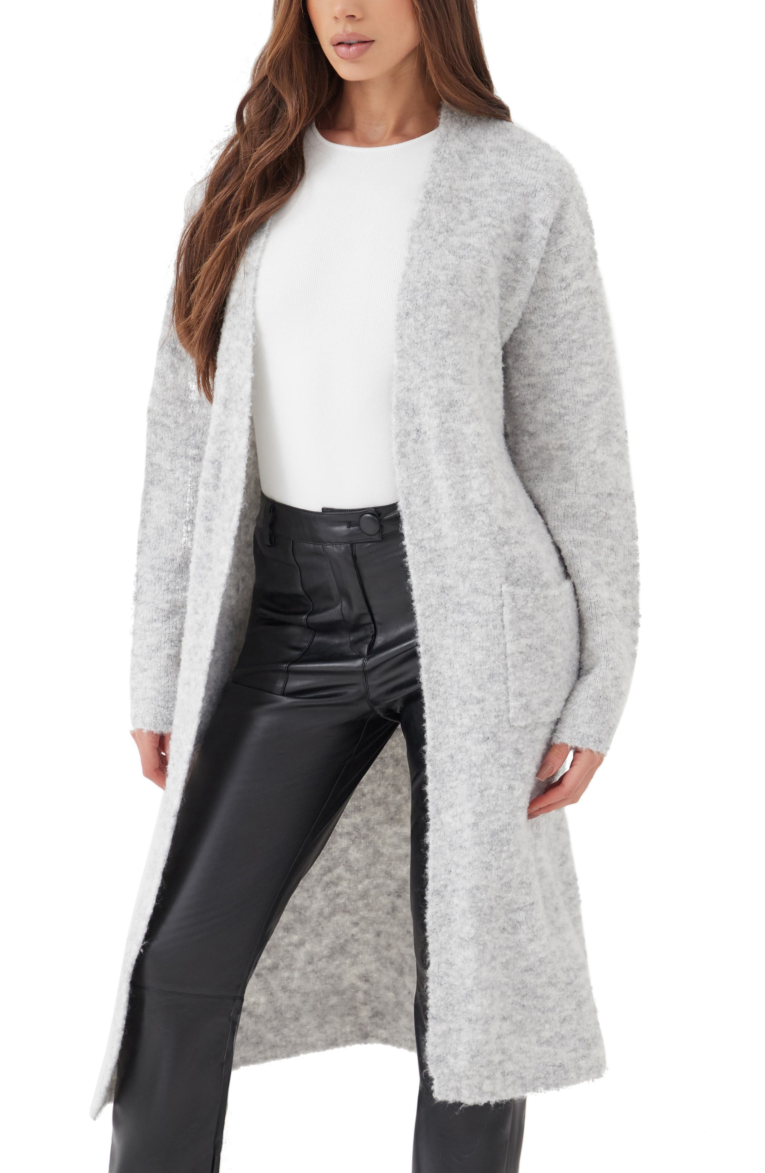 gray long cardigan