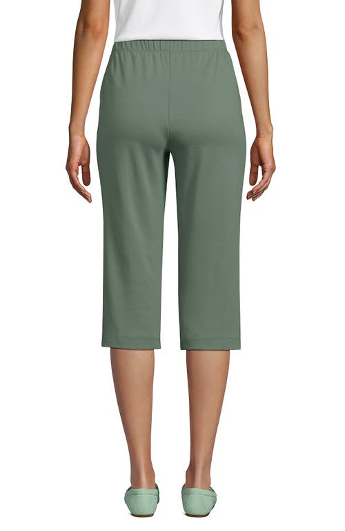 Shop Lands' End Sport Knit High Rise Elastic Waist Capri Pants In Lily Pad Green