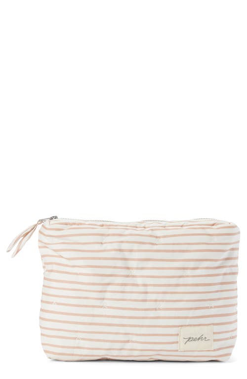 Water Resistant Coated Organic Cotton Pouch in Stripes Away Rose Pink