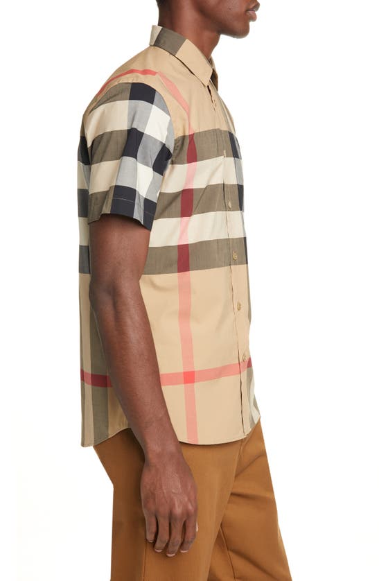 BURBERRY SOMERTON CHECK STRETCH COTTON SHIRT 