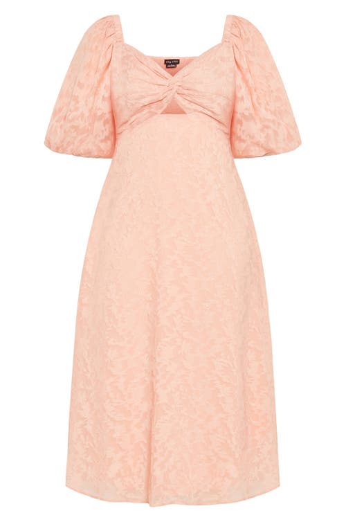 Shop City Chic Inez Floral Cutout Puff Sleeve Dress In Dusty Pink