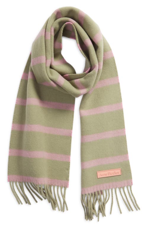 Shop Acne Studios Vesta Skinny Stripe Wool Scarf In Green/pink