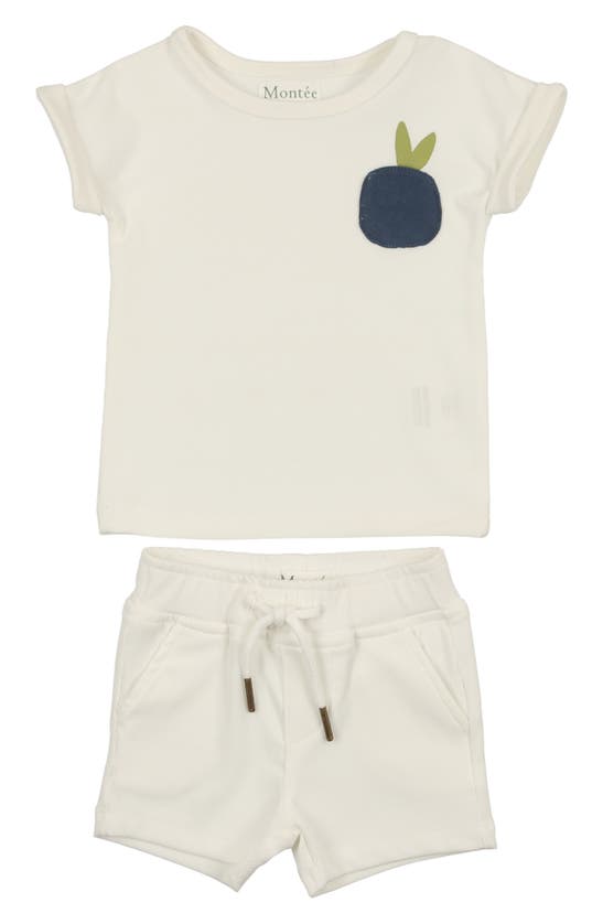 Maniere Manière Berry Rib Top & Shorts Set In White